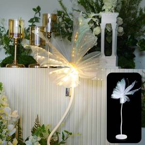 lot 8288 image: VIHOSE 3.9ft Large LED Butterfly Light with Stand Base Silk Light up Butterfly Decoration Mariposas Grandes para Decoracion for Spring Wedding Baby Shower Birthday Party Decor(Single,White,20in)