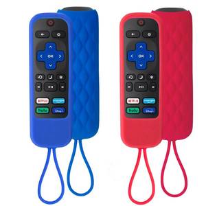 lot 8312 image: 2 Pack Case for Roku ExpressStreaming StickPremiere - Silicone Cover for TCL Roku TV Remote Sleeve Skin Smart TV Anti Slip Remote Sleeve with Loop Protective Cover (Sea Blue  Red)