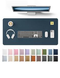 lot 8328 image: YSAGi Leather Desk Protector, Office Mat, Large Mouse Mat, Non-Slip PU Leather Blotter, Laptop Pad, Waterproof Writing Pad for Office and Home (Dark Blue, 31.5in x 15.8in)