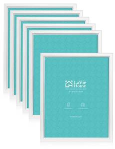 lot 9732 image: LaVie Home 8x10 Picture Frames (6 Pack, White) Simple Designed Photo Frame with High Definition Glass for Wall Mount and Table Top Display, Set of 6 Classic Collection