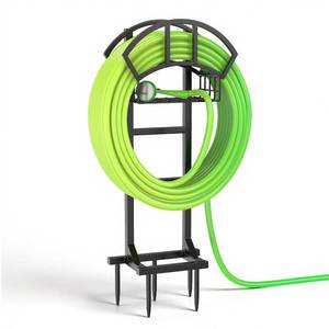 lot 9740 image: LASZOLA Garden Water Hose Holder Hanger Freestanding Reel for Outside Black