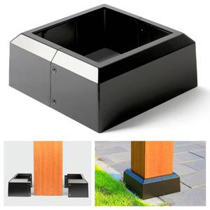 lot 9742 image: Prinfort 8inx8in (Actual 7.5inx7.5in) Deck Post Base Covers Aluminum,Split Style Post Base Trim Skirt Decorative Black 1Pack