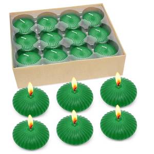 lot 9749 image: Green Floating Candles for Cylinder Vases, 24 Pack 2 Inches Water Tealight Candles for Centerpieces at Wedding Dinner Party Spa Treatments