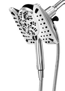 lot 9762 image: Shower Head with Handheld High Pressure, Rain Shower Head with Fixed Showerhead and 9 Sprays Handheld Shower, Detachable 2-IN-1 Shower head with 59in Rotatable Stainless Steel Hose (Chrome)