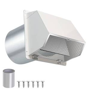 lot 9767 image: 5 Inch Hooded Wall Vent with Screen and Damper,5in Vent Hood Wall Exhaust Vent Cover,Dryer Vent Cover Outside,5inVent Cover Exterior Wall Vent Cap for Range Hood Kitchen Air Ventilation,Galvanized Steel