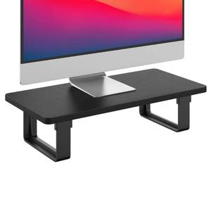 lot 9771 image: Monitor Stand Riser with 50 LB Capacity, Stable Wood Computer Monitor Stand for Desk Organizers, Computer Riser Monitor Shelf for PC Laptop Notebook Printer Computer iMac, 1-Step Installation, Black