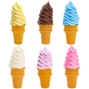 lot 10271 image: Youeon 6 Pcs Artificial Ice Cream Cones, Simulated Ice Cream Model Set, Lifelike Fake Display Props for Home Decor, Kitchen, Cabinet, Shop, Showcase, Party, Photography