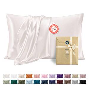 lot 10272 image: Bedsure Satin Pillowcases King Set of 2, Similar to Silk Pillow Cases Ivory