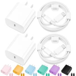 lot 10291 image: iPhone Charger Fast Charging,2Pack 20W Type C Fast Charger Block with 10FTand6FT USB C to Lightning Cable Compatible for iPhone 14131211 Pro MaxXs MaxXRX,iPad