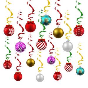 lot 10298 image: Merry Christmas Decorations Hanging Ceiling Swirls (30Pcs Fully-Assembled) Christmas Tree Ball Slices Cutout Swirls for Christmas Party Porch Home House Bar, Xmas Holiday Supplies Decorations