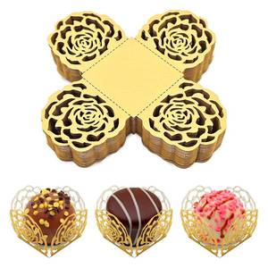 lot 10301 image: Rose Gold Mini Cupcake Liners for Truffles, Brigadeiro Forminhas and Cake Balls, 50 Count 1.38 Inch Square Cupcake Liners, Paper Candy Cups and Truffle Wrappers