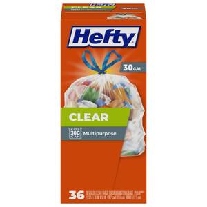 lot 10314 image: Hefty - Clear Large Trash Bags, Scent Free - 30 Gallon, 36 Count