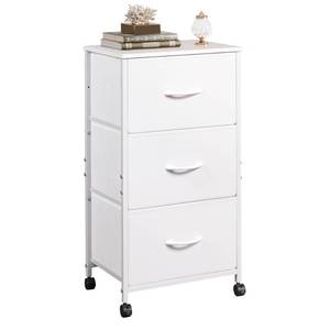 lot 11873 image: WLIVE Rolling Dresser Nightstand for Bedroom, 3 Drawers, White