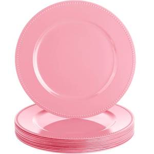 lot 11884 image: Gerrii 12 Pcs Bead Charger Plates 13 Inch Plastic Plate,Pink,Beaded
