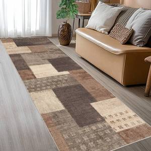lot 11889 image: QDUIDU Modern Geometric Patchwork Indoor Beige Runner Rug for Living Room