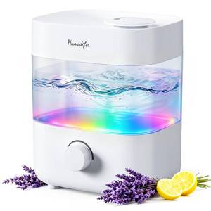 lot 11895 image: Humidifiers for Bedroom, 2L Top Fill Cool Mist Humidifier, 20dB Quiet  2L top-fill tank, dual 360° nozzles