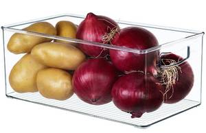 lot 11898 image: Hudgan 2 Pack Straight Sides Stackable Pantry Organizer Bins for Home Edit - 13.5ftftL x 7.5ftftW x 5.5ftftH