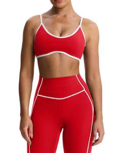 lot 12147 image: Aoxjox Lexi Lined Strappy Sports Bra (Racing RedWhite, Medium) (Only Bra)