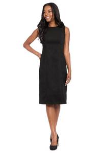 lot 12168 image: London Times - Sleeveless Round Neck Sheath Dress - Professional Work Dresses for Wedding Guests - 16 Black