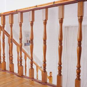 lot 12174 image: Baby Gates for Stairs with Banister, Guard Safety Net for Baby, 10ft x 3ft Stair Railing Mesh Barrier for Kids, Cats, Dogs, Child Safety Rail Guard - Dark Brown