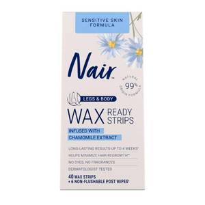 lot 12176 image: Nair Sensitive Hair Remover Wax Ready Strips, Leg and Body, 40 Count