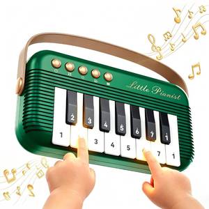 lot 12227 image: Bertiveny Mini-Piano-Keyboard for Toddlers Piano Toy Portable Pocket Piano with Light UpMusical Keyboard Electronic Instrument Learning Keyboards Toys Gifts for 3 4 5 6 Years Old Boys Girls (Green)