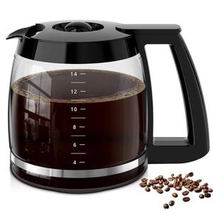 lot 13638 image: 14-Cup Coffee Pot Replacement for Cuisinart Coffee Maker DCC-2200, DCC-2600, DCC-2800,DCC-3200P1,CBC-7000PC,CBC-7200PC,CBC-7400PC,DCC-1800FR. Glass Carafe Replacement for Cuisinart with Sturdy Handle.