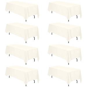 lot 13645 image: BRILLMAX 8 Pack Ivory Tablecloths 70x120 Inch for 6-8ft Rectangle Tables