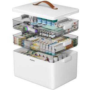 lot 13651 image: CTIME 3-Tier Medicine Organizer - Portable Medicine Cabinet with Handle