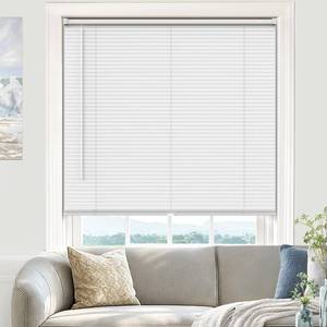 lot 13654 image: UNISHADES Blinds for Indoor Windows 1in Vinyl L-Shaped Slats Cordless Mini Blinds for Home, 20in W  36in H - White