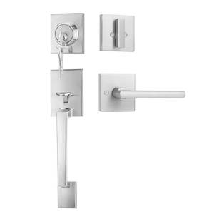 lot 13659 image: Goldenwarm Front Door Handle and Deadbolt Set, Brushed Nickel Front Door Lock Set with Reversible Handle Lever, Single Cylinder Front Door Handles and Locks
