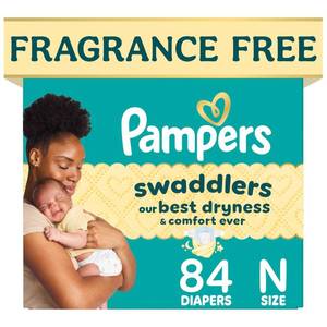 lot 13663 image: Pampers Swaddlers Newborn Diapers, Size Newborn (10 lbs), 84 Count, Fragrance Free, Hypoallergenic, Absorbent, Pediatrician Recommended, Skin Safe