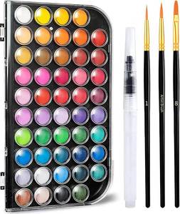 lot 14276 image: GETHPEN 48 Colors Watercolor Paint Set with 4 Brushes Pen, Travel Design