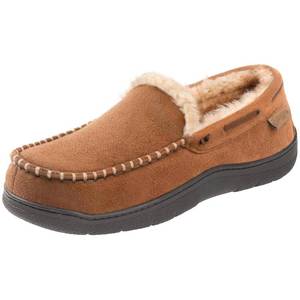 lot 14296 image: Zigzagger Menfts Moccasin Slippers Memory Foam House Shoes, Indoor and Outdoor Warm Loafer Slippers, Tan, 7 M US