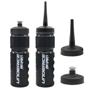 lot 14305 image: UICE Hockey Water Bottle 25.3oz 2 Pack - Leakproof Sport Water Bottles with ShortLong Nozzle Lids for HockeyLacrosseBaseballSoftballFootballFitness,Black