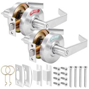 lot 14307 image: Tandefio 2 Set Vacant Occupied Bathroom Lock, Commercial Door Handle with in-use or Vacancy Occupied Deadbolt, Privacy Indicator Restroom Handle Lock for Restrooms, Satin Chrome(90 mm,Silver)