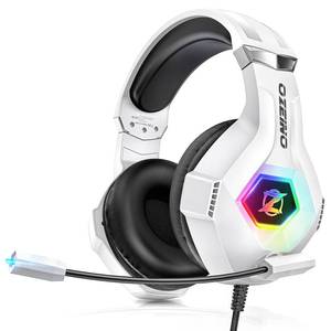 lot 14326 image: Ozeino Gaming Headset for PC, Ps4, Ps5, Xbox Headset with 7.1 Surround Sound Gaming Headphones with Noise Canceling Mic, LED Light Over Ear Headphones for Switch, Xbox Series XS, Laptop, Mobile White