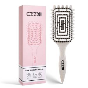 lot 14327 image: CZZXI Curly Hair Brush, Tangle-Free Defining Brush for Volume, Curl Definition, Edge Lifting, and Enhancing Waves (Beige)
