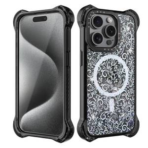 lot 14335 image: Sansunto Case for iPhone 15 Pro Max, Full Body Protection Ultra Impact Compatible with Magsafe Shockproof Slim Fit Protective Phone Case for Women and Men (White Lace, for iPhone 15 Pro Max)