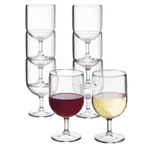 lot 19026 image: US Acrylic Stackable 8 ounce Plastic Wine Stems in Clear  Set of 8 Reusable, BPA-free, Made in the USA, Top-rack Dishwasher Safe