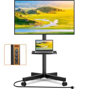 lot 19041 image: TVON Mobile TV Stand with Power Outlet for 23-65 Inch TVs up to 88 lbs