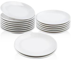 lot 19044 image: PIEMEET 16 Pcs Ceramic Appetizer Plates, White Dessert Plates, 6 Inch,Round