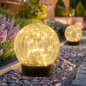 lot 19052 image: Beautyard Solar Globe Lights Outdoor Large Garden Decor USB Charged 4.72in Diameter 40LED 1000mAh Solar Lights Cracked Glass Globe Solar Power Yard Patio Garden (4.72ftft Large 2 Pack Warm White)