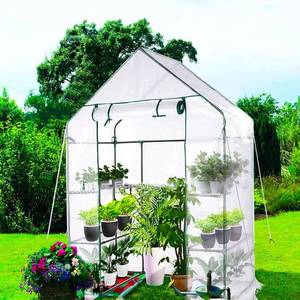 lot 19055 image: yeesport 56x56x76Inch PE Cover for Walk-in Greenhouse with Roll-Up Zip Panel Door, PE Replacement Cover for Gardening and Growing Plants Outdoors with Front Roll-Up Zipper Entry Door (White)