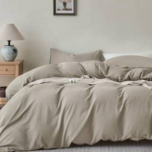 lot 19056 image: JELLYMONI 100percent Cotton Twin Duvet Cover Set, Washed Linen-Like Texture