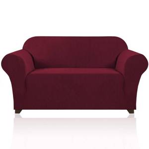 lot 19057 image: PrinceDeco Stretch Loveseat Sofa Cover Slipcover Couch Cover for 2 Cushion Sofa Washable Sofa Cover for Pets Friendly Furniture Protector Covers with Non Slip Bottom(Loveseat, Burgundy Red)