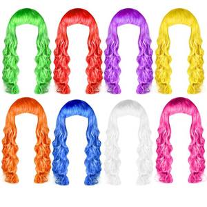 lot 19058 image: PLULON 8 Pcs Colorful Long Curly Wigs Wavy Hair Neon Colored Party Wigs
