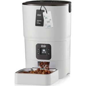 lot 19068 image: Smart Automatic Cat Feeders - 6-L Reliable Cat Food Dispenser with Display LCD Screen for Easy Set Up - Portion Control Automatic Dog Feeder with Desiccant Bag Keeps Dry Food Fresh -10s Voice Recorder