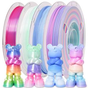 lot 19088 image: RAMBERY 3D Printer Filament Bundle 500g x 4 Spools, Silk and Matte Rainbow PLA Filament, Multicolore Fast Color Change 1.75 mm 3D Printing Filament
