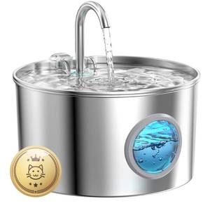 lot 19107 image: Cat Water Fountain Stainless Steel 74oz2.2L Cat Fountain for Drinking - Pet Water Fountain for Cats Inside - Quiet Cats Water Bowl Dispenser - Kitty Drinking Fountains - for Petsand Small Animals (Used)